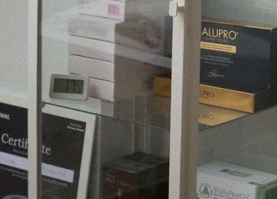 Luxury skincare products and certificate at Kati Aesthetics, London, England, GB.