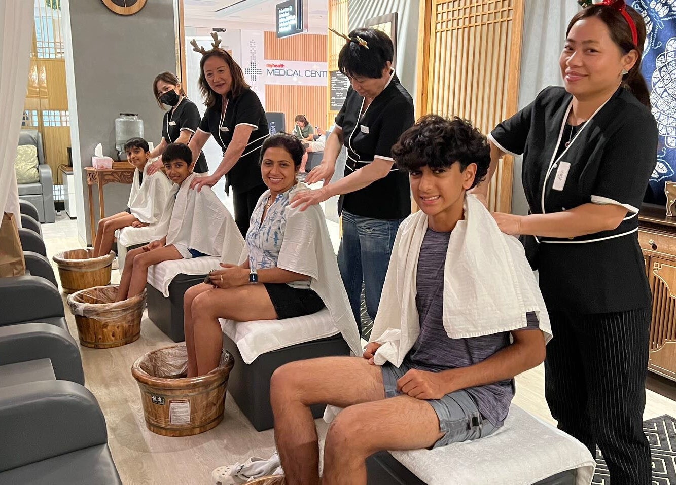 Guests enjoy massages at Zen Massage & Reflexology, Chatswood, New South Wales, AU.