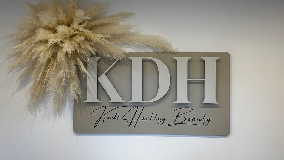 Kadi Hartley Beauty sign with pampas grass decor in Penistone, England, GB.
