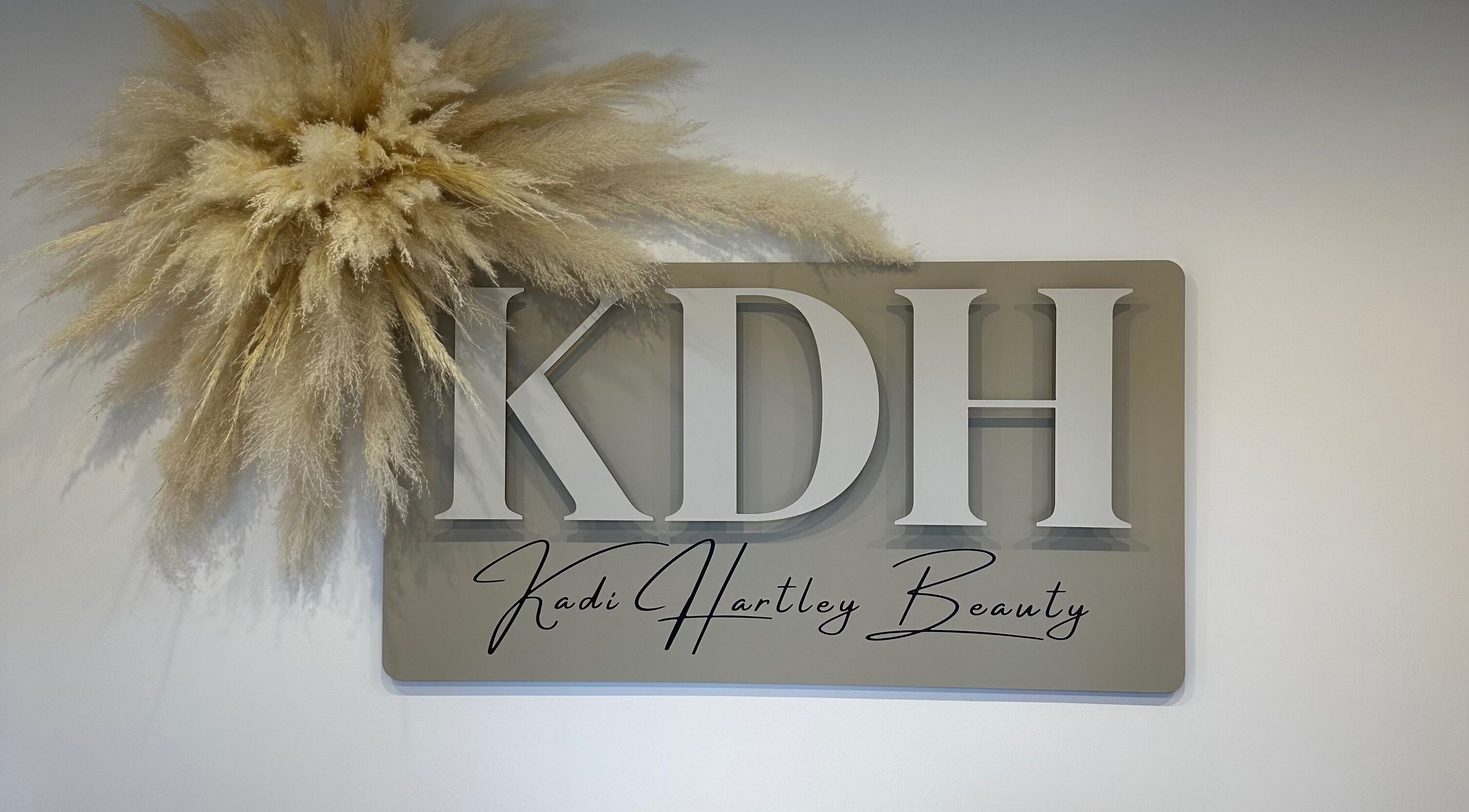 Kadi Hartley Beauty sign with pampas grass decor in Penistone, England, GB.