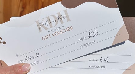 Kadi Hartley Beauty gift vouchers in Penistone, England, GB showing purchase amounts.