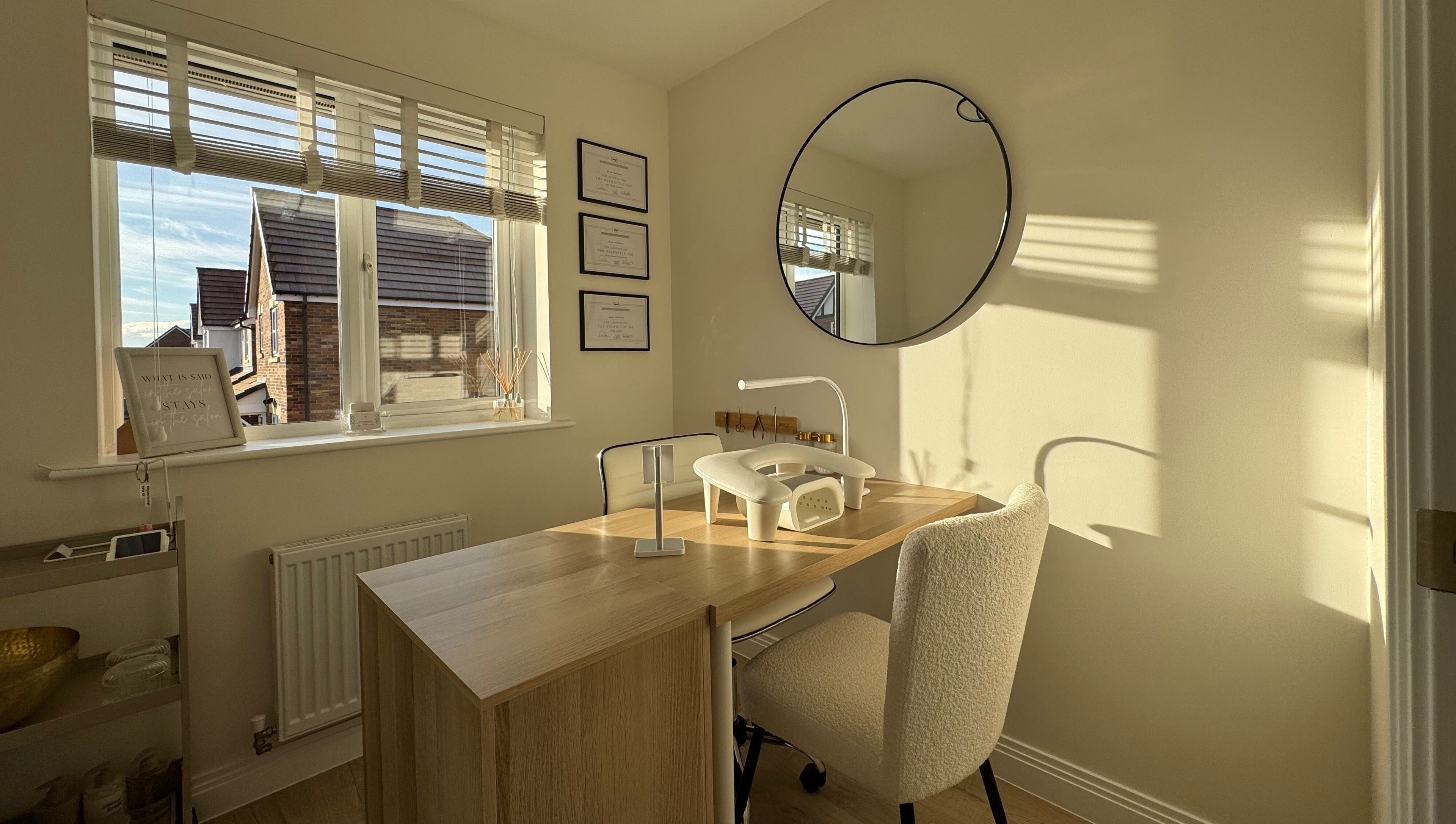 Tranquil nail station at So-Swifticated Beauty By Anna, Farington, England, GB with soothing sunlight.