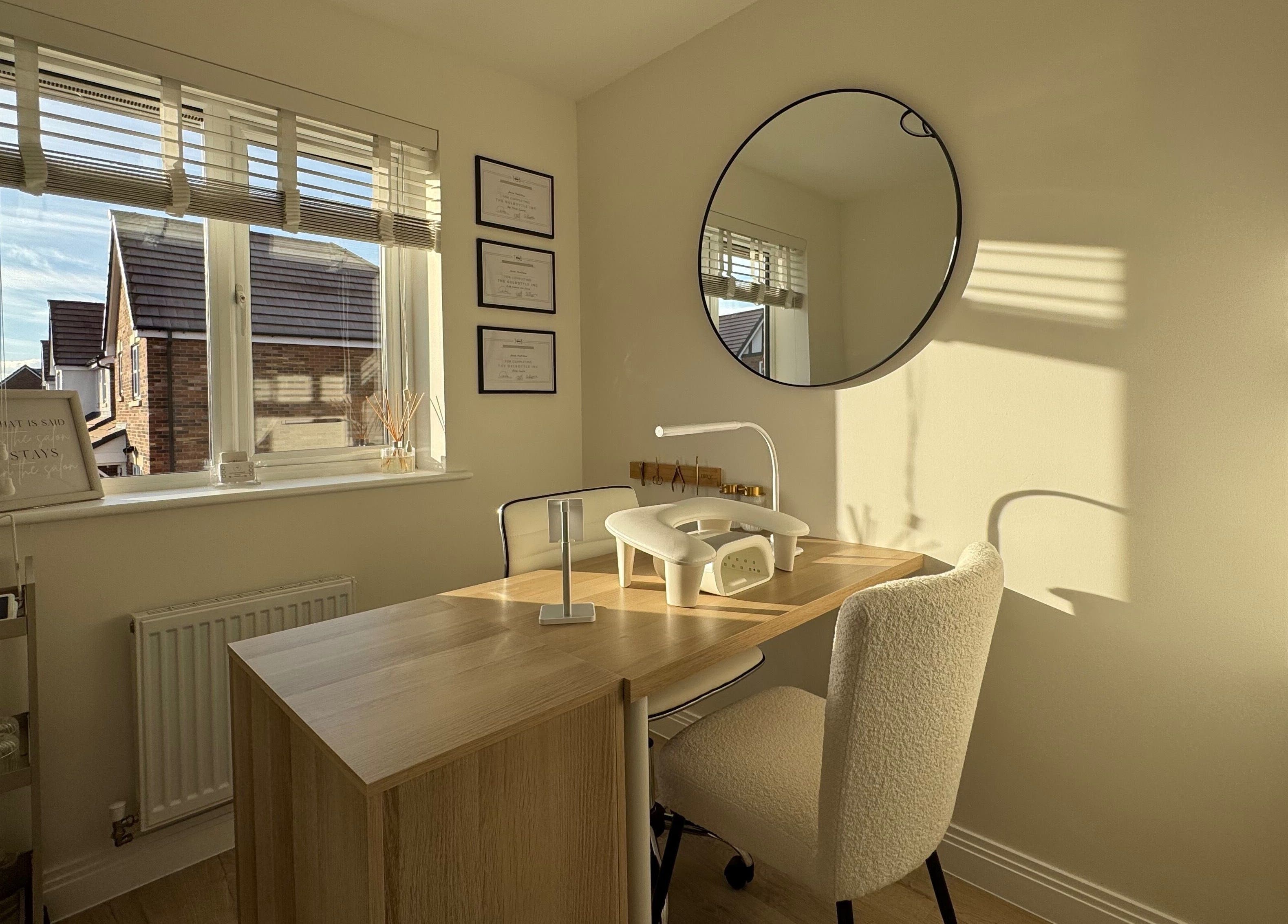 Tranquil nail station at So-Swifticated Beauty By Anna, Farington, England, GB with soothing sunlight.