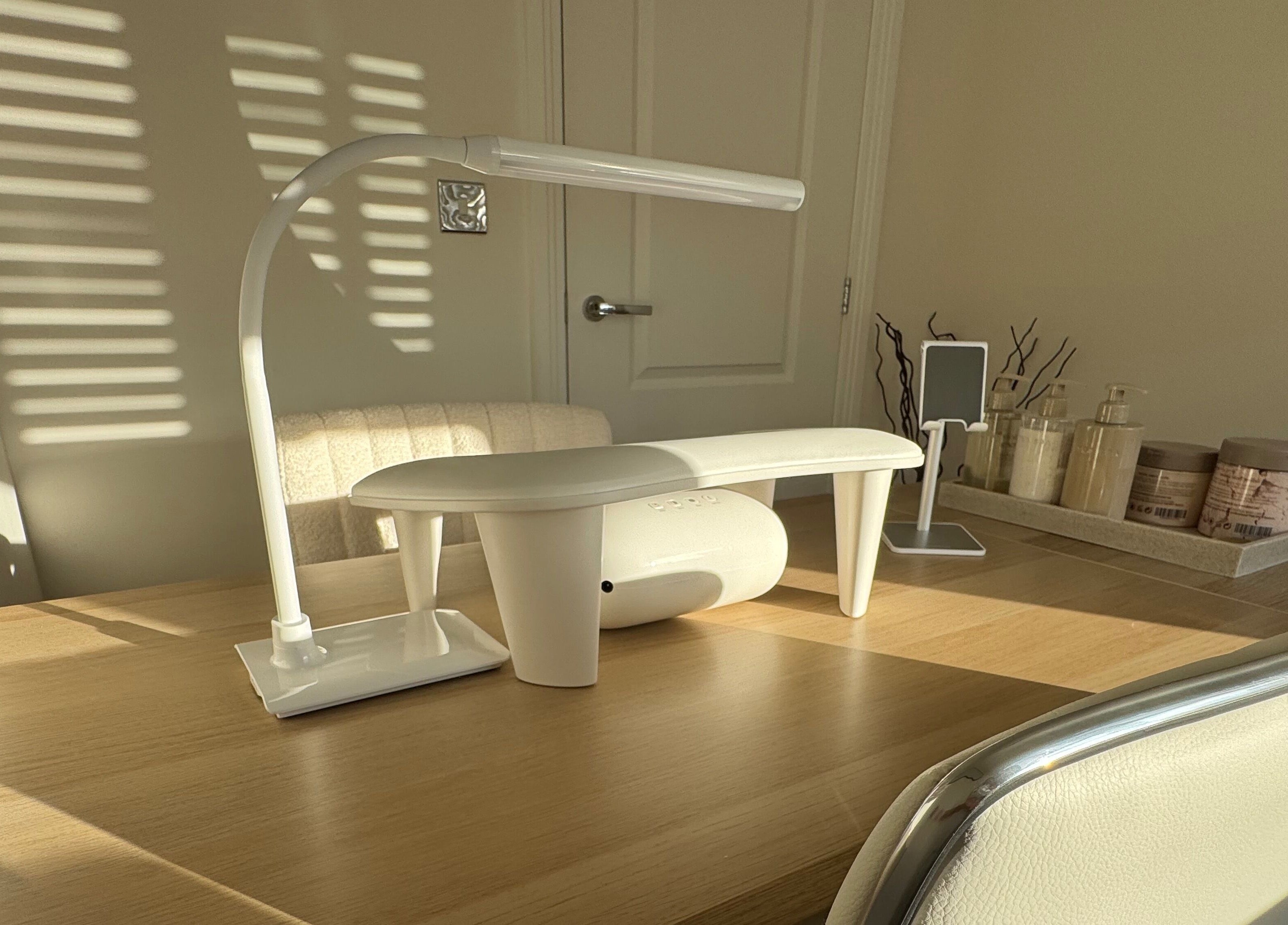 Sunlit nail station at So-Swifticated Beauty By Anna, Farington, England, GB, ready for a tranquil experience.