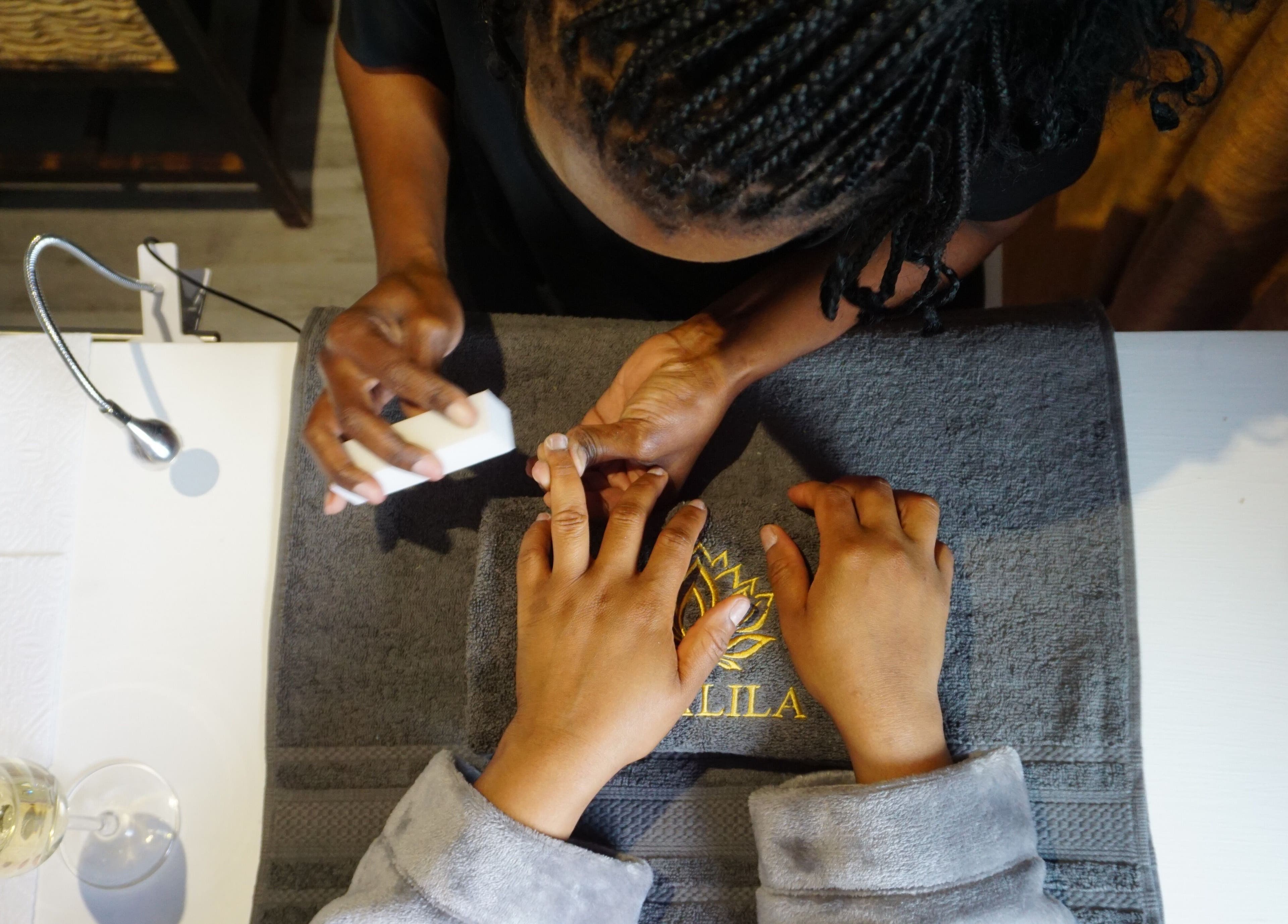 Manicure service at Chalila Wellness, Cape Town, Western Cape, ZA, showcasing a relaxing ambiance.