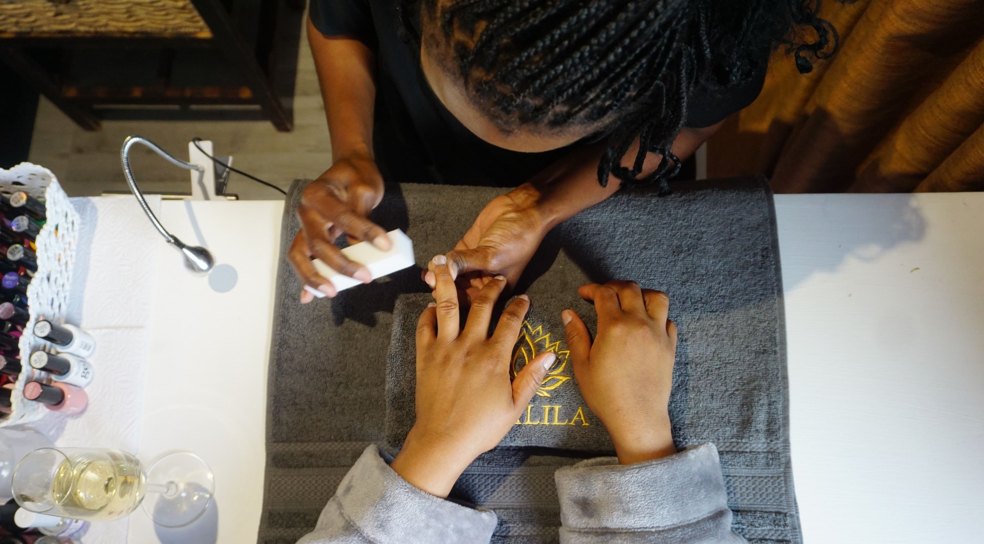 Manicure service at Chalila Wellness, Cape Town, Western Cape, ZA, showcasing a relaxing ambiance.