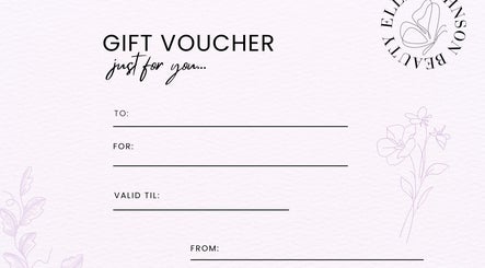 Gift voucher for Ellie Johnson Beauty in Padiham, England, GB, featuring floral designs.