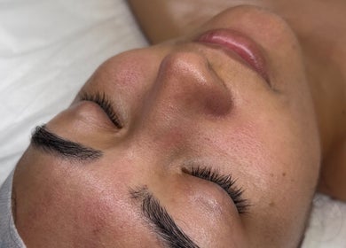 Relaxed face after facial treatment at Piko’s Skin Care in Sarasota, Florida, US.