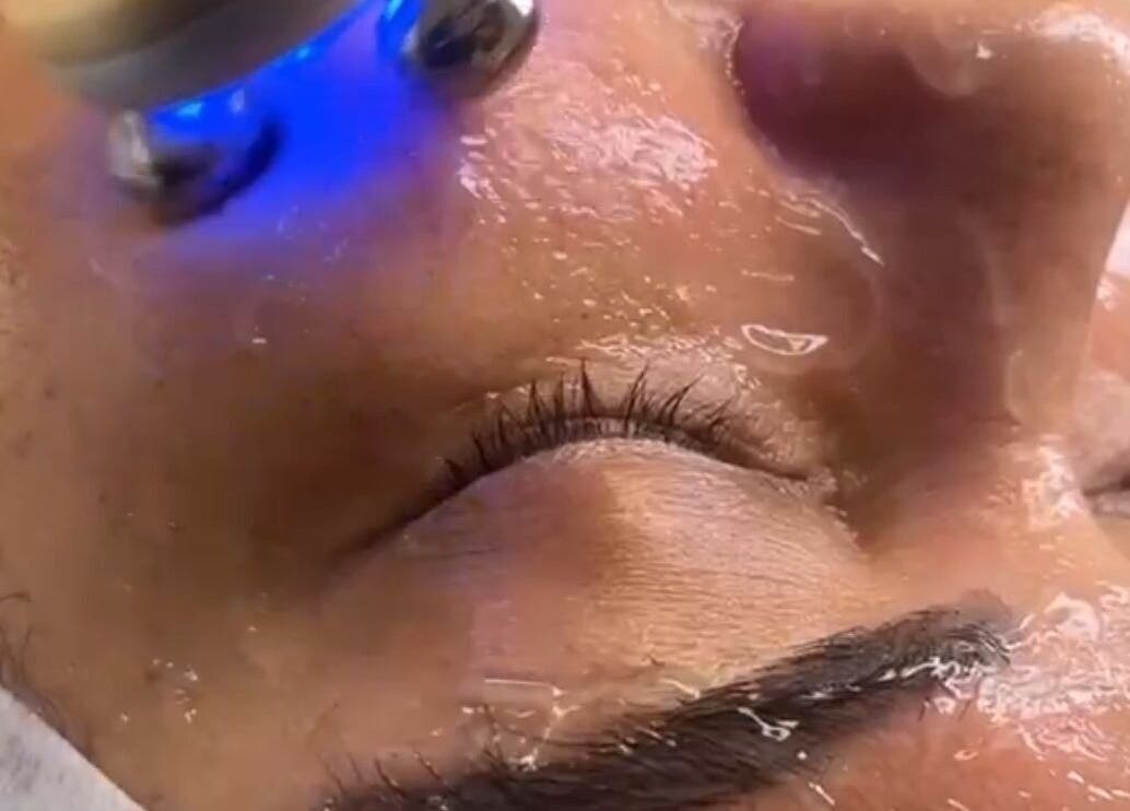 Facial treatment at Piko’s Spa in Sarasota, Florida, US enhancing skin glow with blue light therapy.