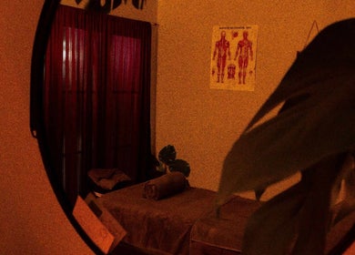 Relaxing massage room at Massage Em, Morrinsville, Waikato, NZ featuring warm tones and soothing decor.