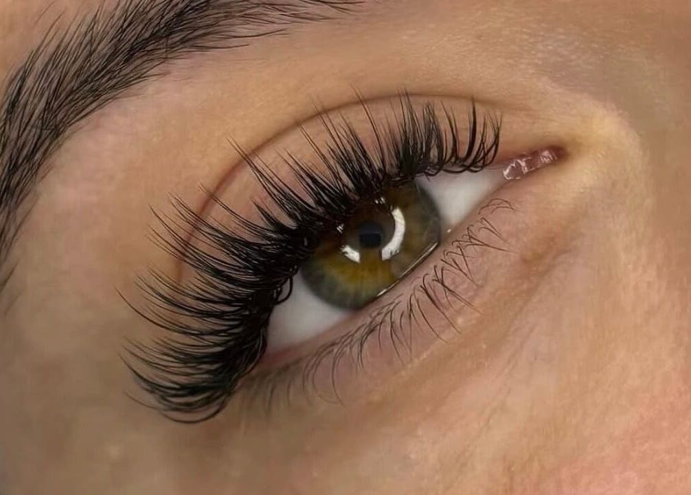 Close-up of eyelash extensions at Eye Beautify Bondi in Bondi Junction, New South Wales, AU.