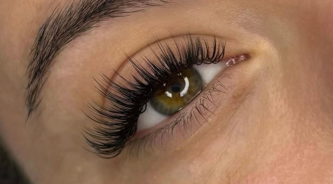 Close-up of eyelash extensions at Eye Beautify Bondi in Bondi Junction, New South Wales, AU.