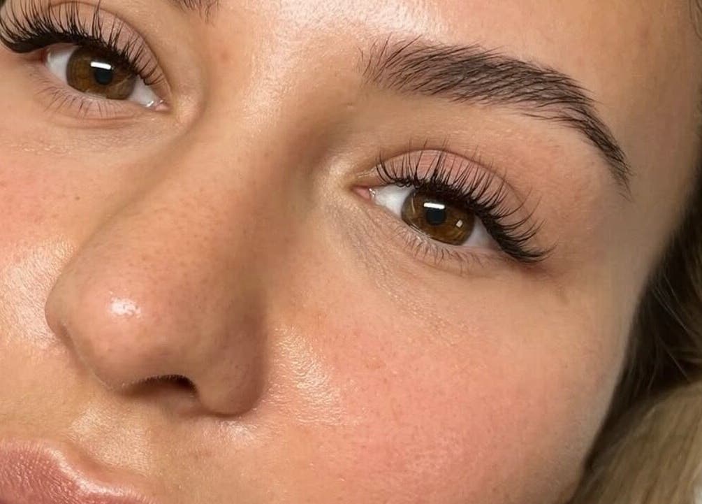 Close-up of elegant eyelash extensions at Eye Beautify Bondi, Bondi Junction, New South Wales, AU.