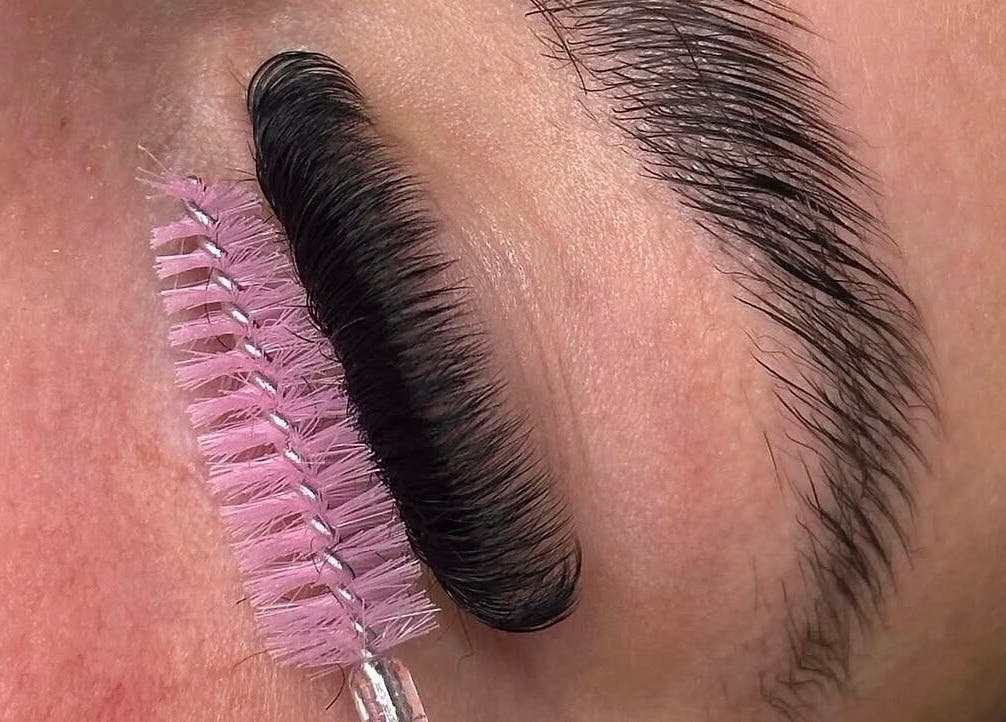 Close-up of eyelash extension at Eye Beautify Bondi, Bondi Junction, New South Wales, AU.