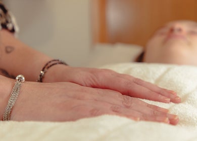 Close-up of a Reiki session at Hummingbird Haven, Bray, County Wicklow, IE, showcasing relaxation and wellness.