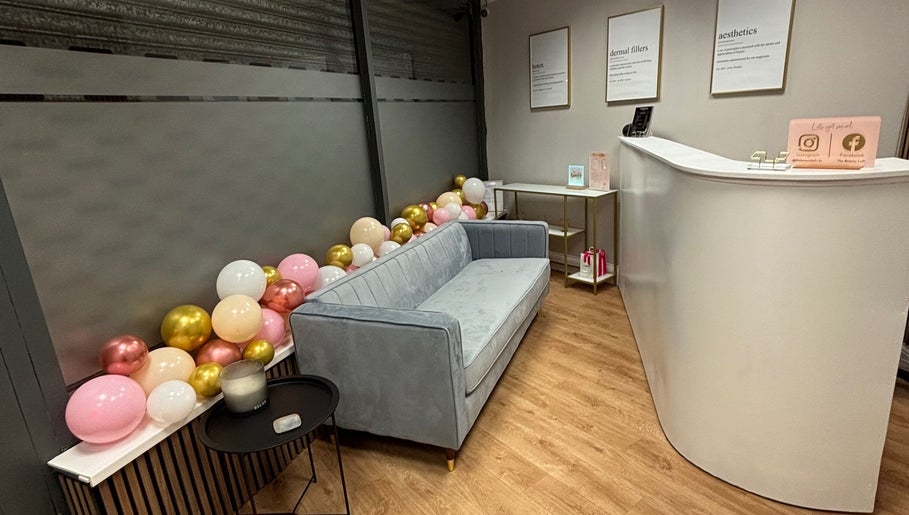 The Beauty Loft in Kirkby In Ashfield, England, GB, featuring a chic reception with balloons and stylish decor.