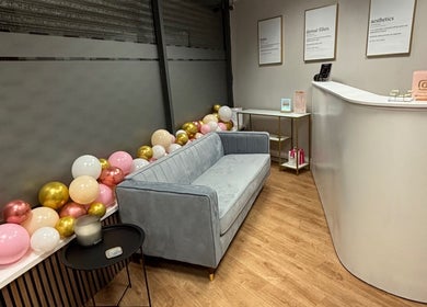 The Beauty Loft in Kirkby In Ashfield, England, GB, featuring a chic reception with balloons and stylish decor.