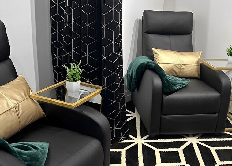 Elegant relaxation chairs at Rebelle X Health & Beauty Spa, North Massapequa, New York, US.