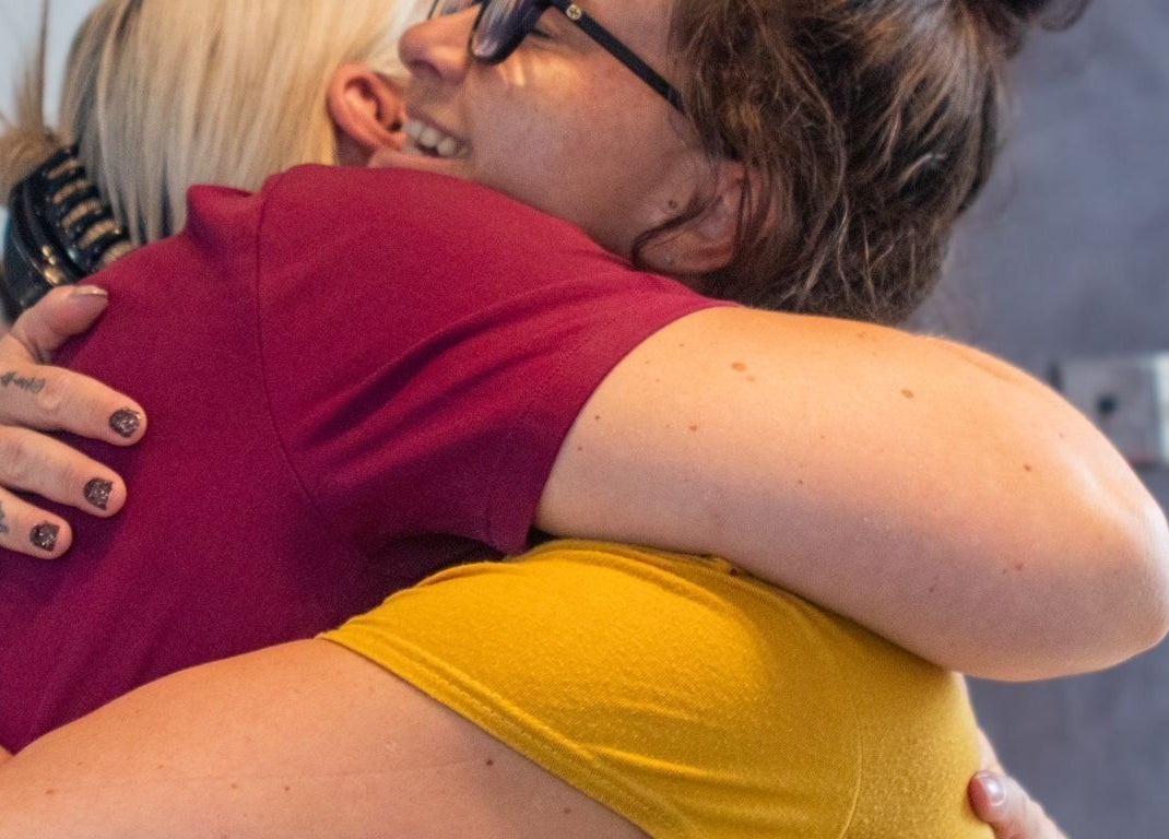 Warm embrace at Charlie’s Lash and Beauty Bar, Plymouth, England, GB showcasing customer care.