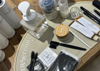 High-quality brow products displayed at Lillia at Waglash Brows, Solihull, England, GB.