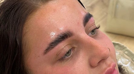 Close-up of a woman's well-groomed eyebrows at Lillia at Waglash Brows, Solihull, England, GB.