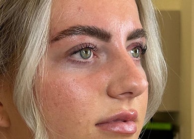 Close-up of elegantly styled eyebrows at Lillia at Waglash Brows, Solihull, England, GB.