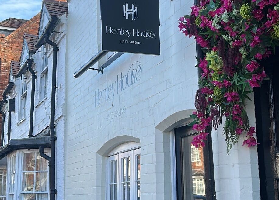 Entrance to Brows at Henley House with floral decor in Henley-in-arden, England, GB.