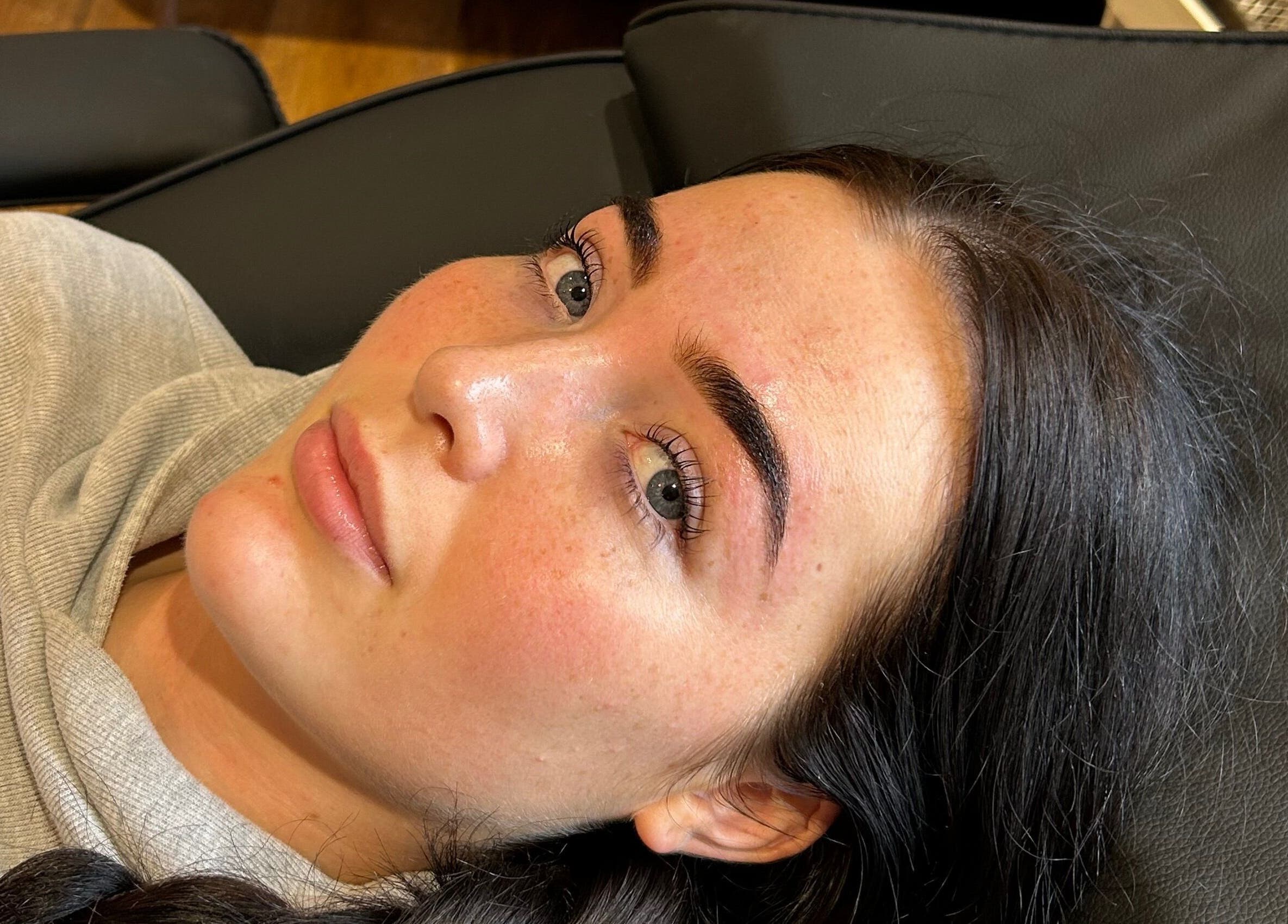 Close-up of freshly groomed brows at Brows at Henley House, Henley-in-Arden, England, GB.