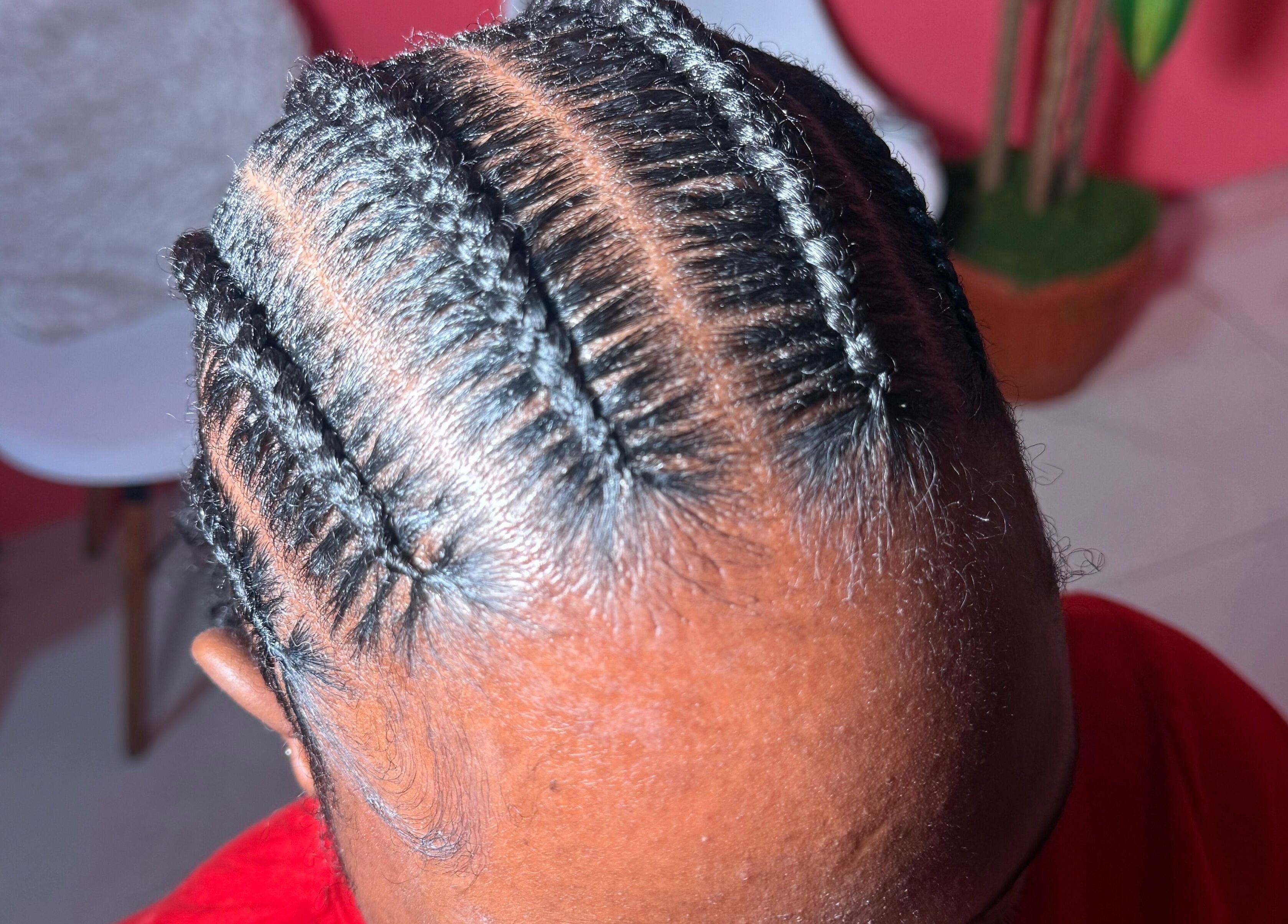 Intricate braiding style at K’Luxe Braid Boutique in Portmore, St. Catherine, JM.