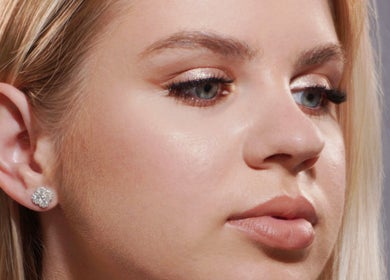 Close-up of elegant makeup and hair styling at Revive Hair Salon, Los Angeles, California, US.