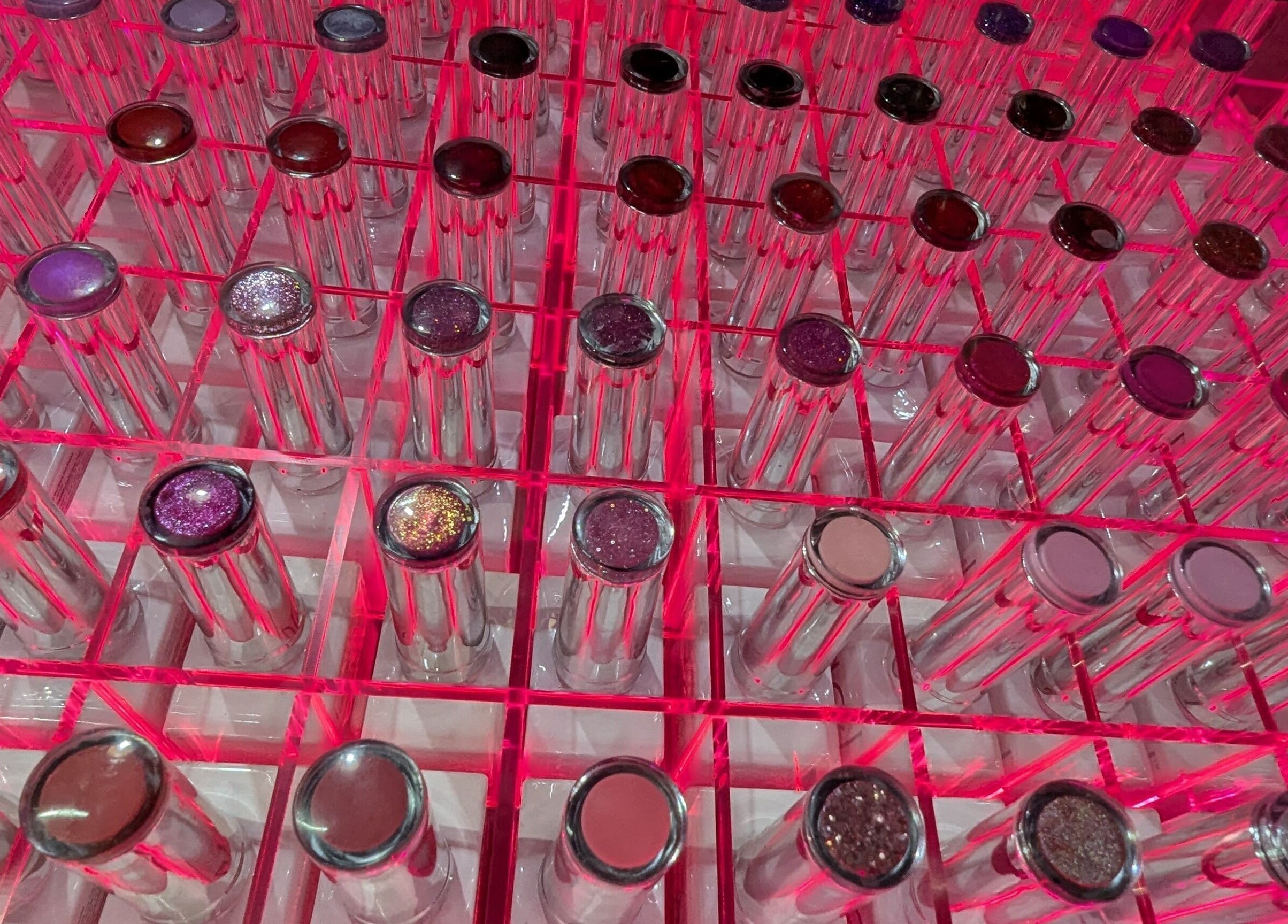 Vibrant nail polish display at The Nailbox Netherton, Dudley, England, GB showcasing a variety of colors.