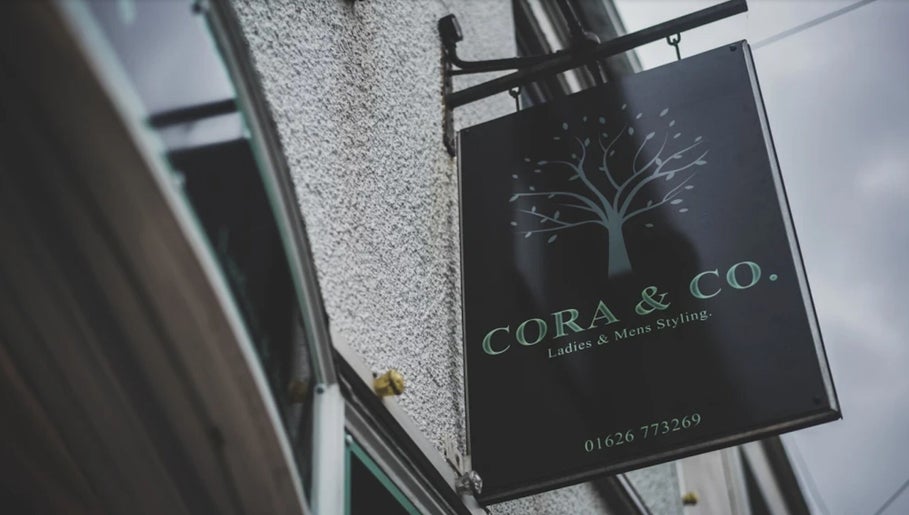 Cora and Co signage outside venue in Teignmouth, England, GB, showcasing elegant design.