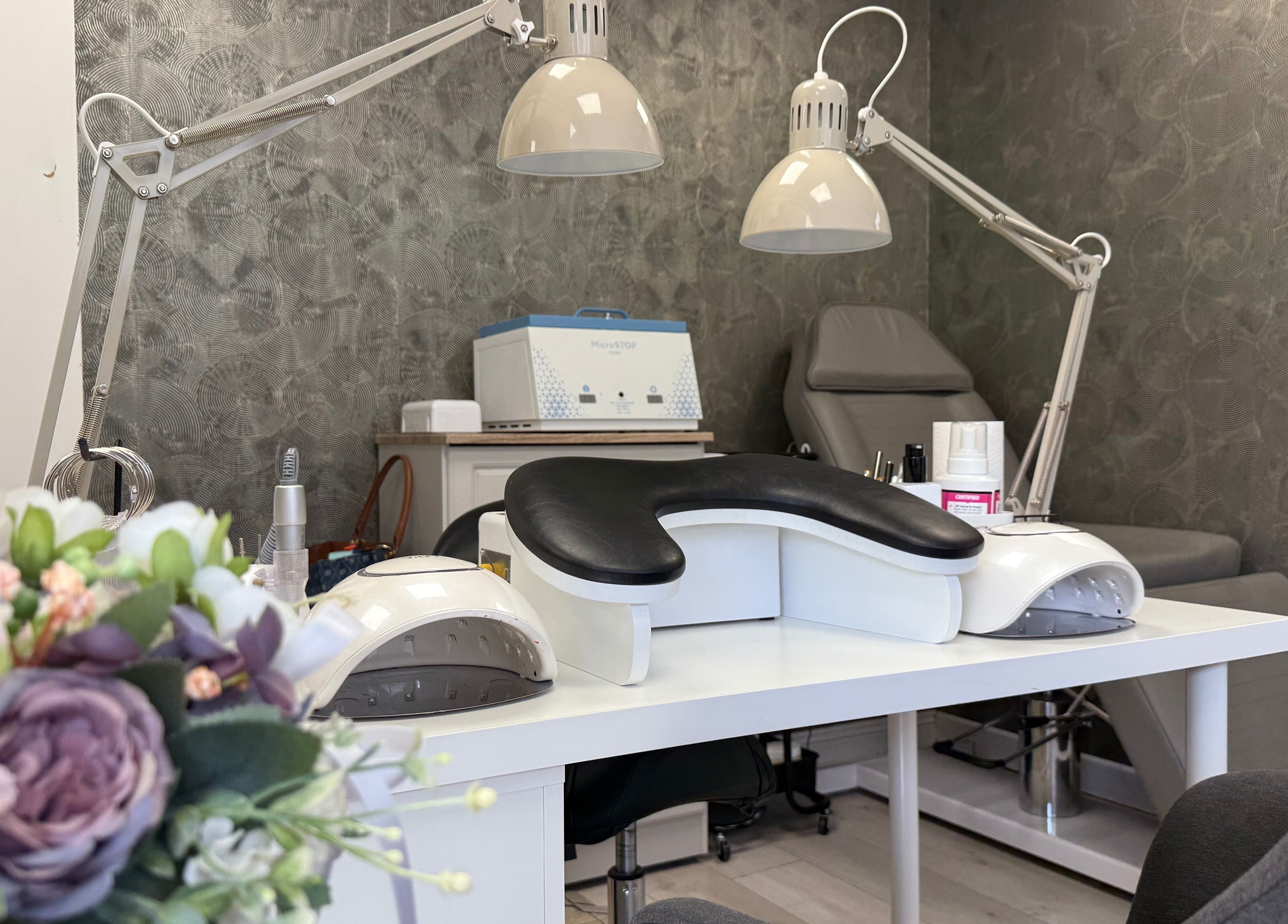 Elegant nail station at AkvileL Nails, Mullingar, County Westmeath, IE featuring modern manicure equipment.