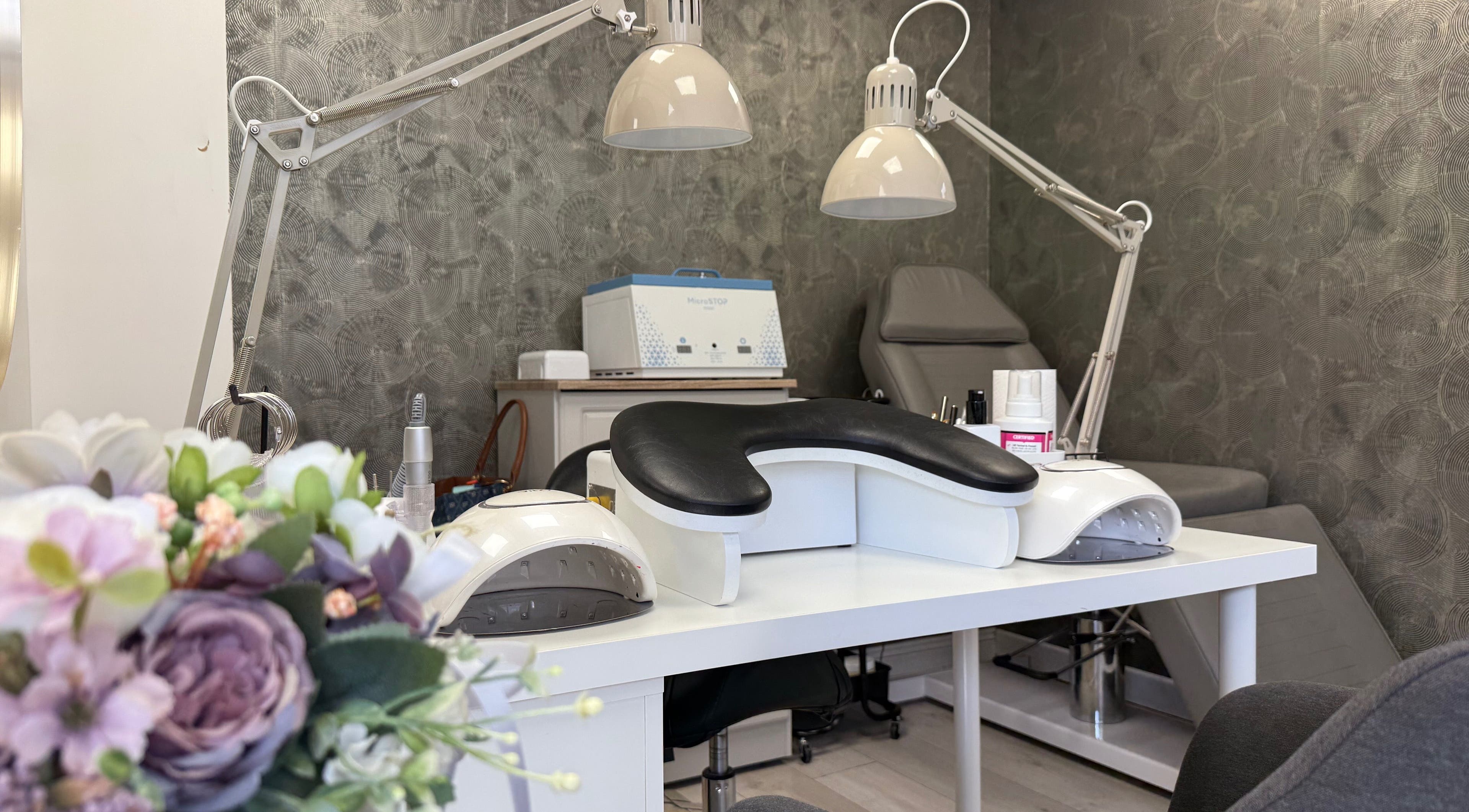 Elegant nail station at AkvileL Nails, Mullingar, County Westmeath, IE featuring modern manicure equipment.