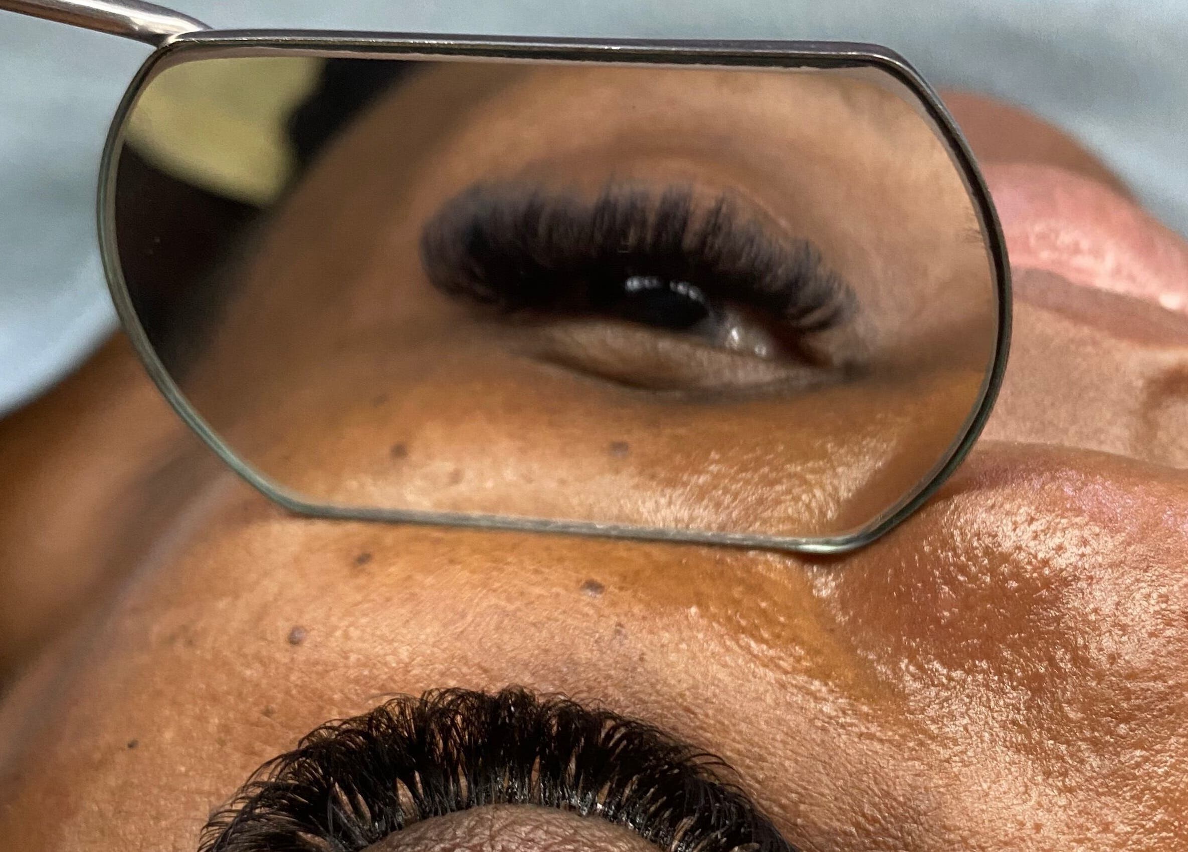 Close-up of eyelash extension at VR Beauty Room, Willemstad, Curaçao, CW, showcasing beauty treatment.