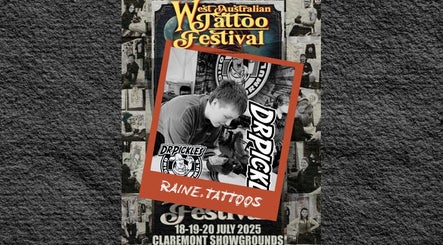Tattoo artist at West Australian Tattoo Festival in Claremont, Western Australia, AU showcasing skills.