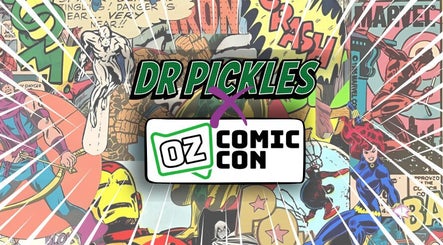 Vibrant comic-themed artwork at Oz Comic-Con Sydney 2025, Sydney, New South Wales, AU. Features superhero graphics.