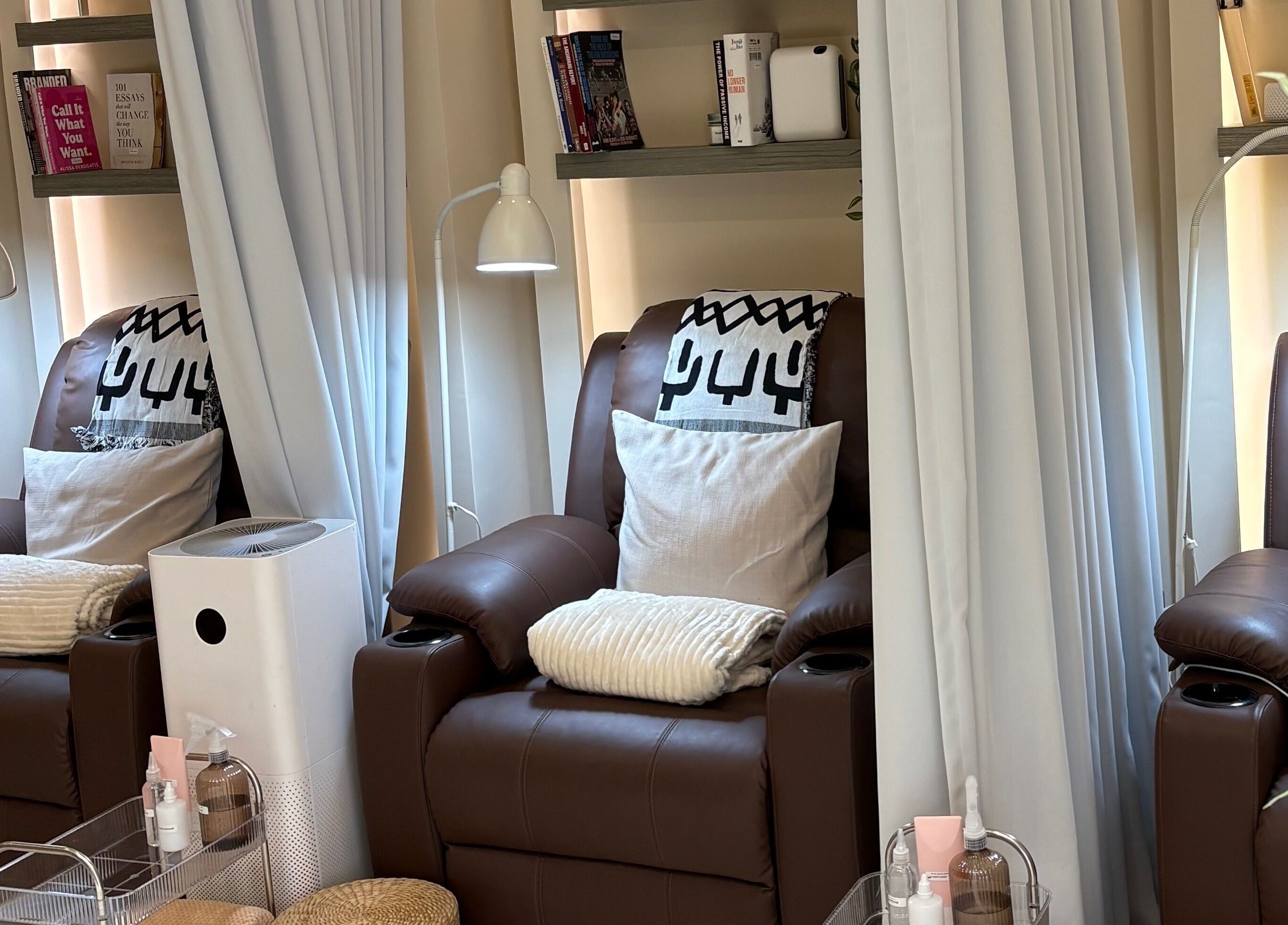 Plush chairs and cozy ambiance at Mood Nails and Lashes in Tuguegarao City, Cagayan Valley, PH.