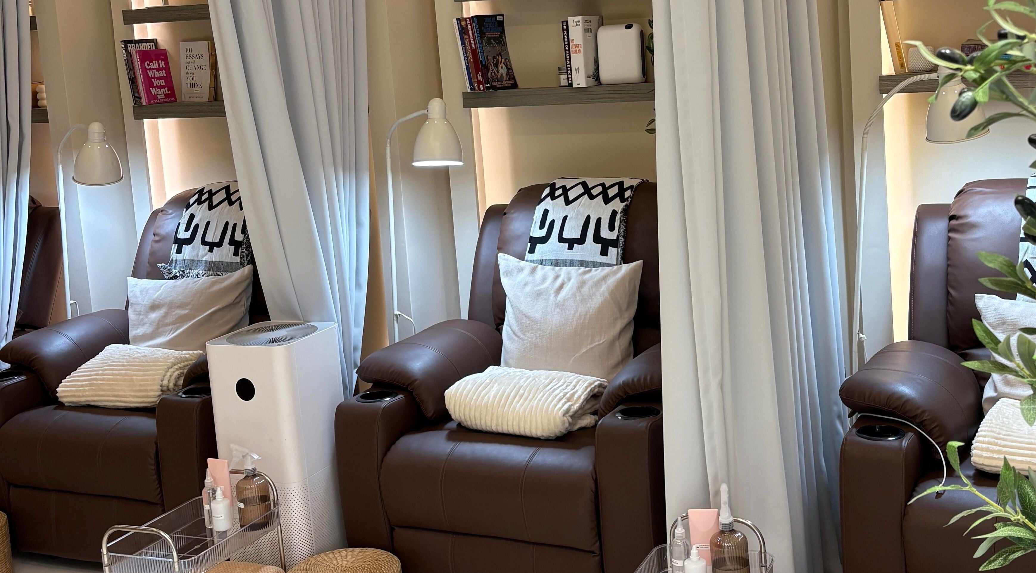 Plush chairs and cozy ambiance at Mood Nails and Lashes in Tuguegarao City, Cagayan Valley, PH.