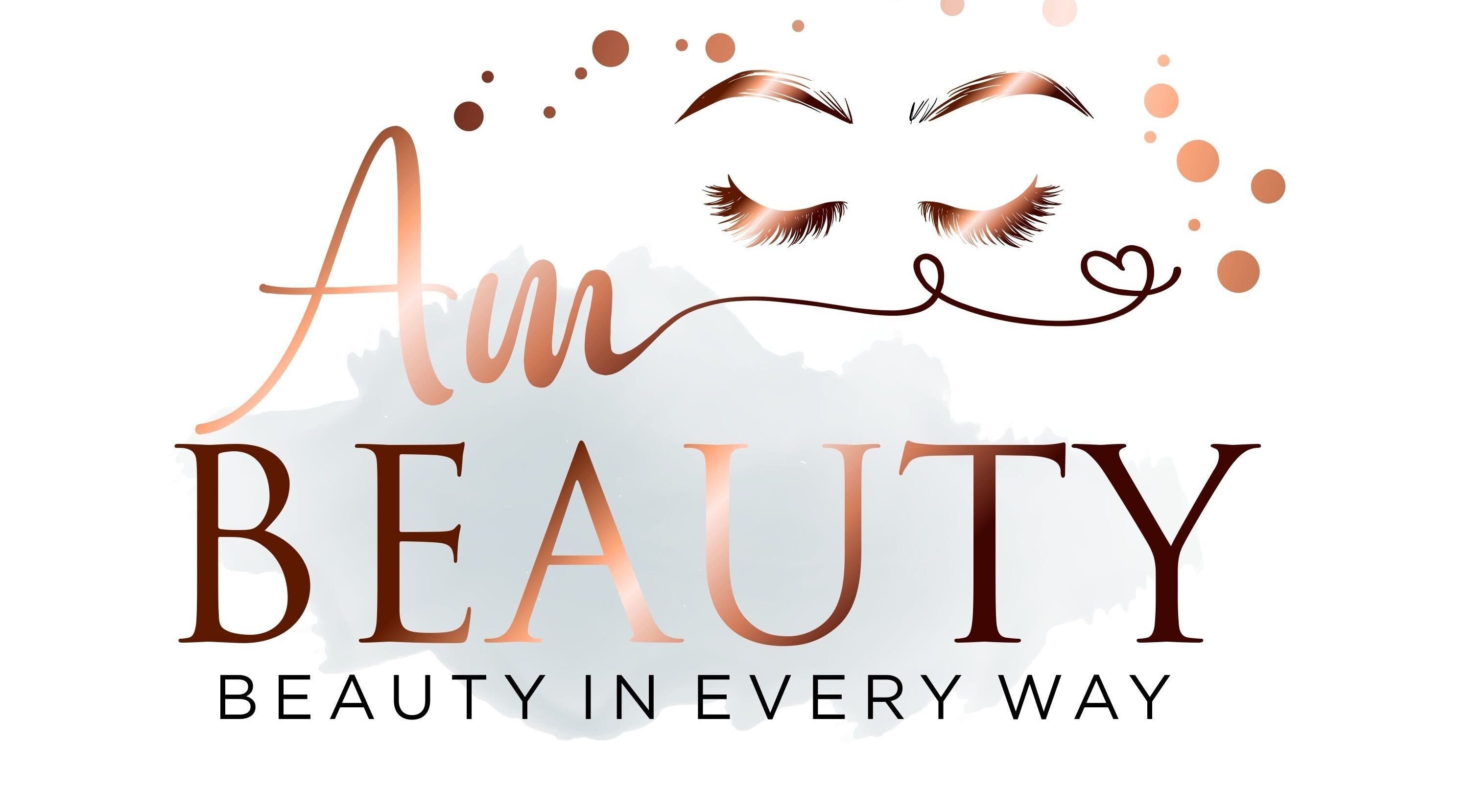 AM BEAUTY logo featuring elegant eyelashes in East London, Eastern Cape, ZA.