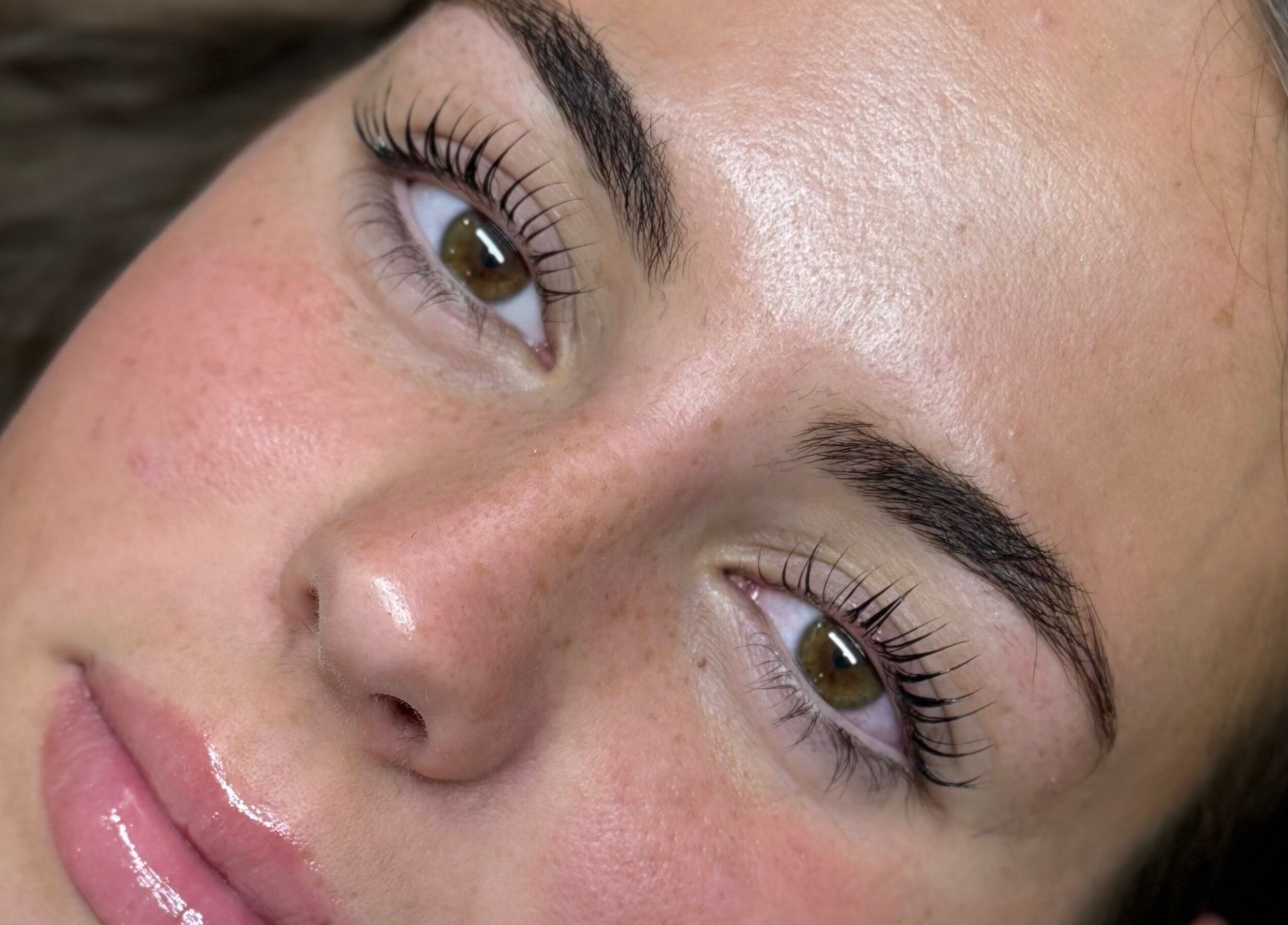 Close-up of radiant lashes and skin at Studio Bloom Beauty, Cattai, New South Wales, AU.