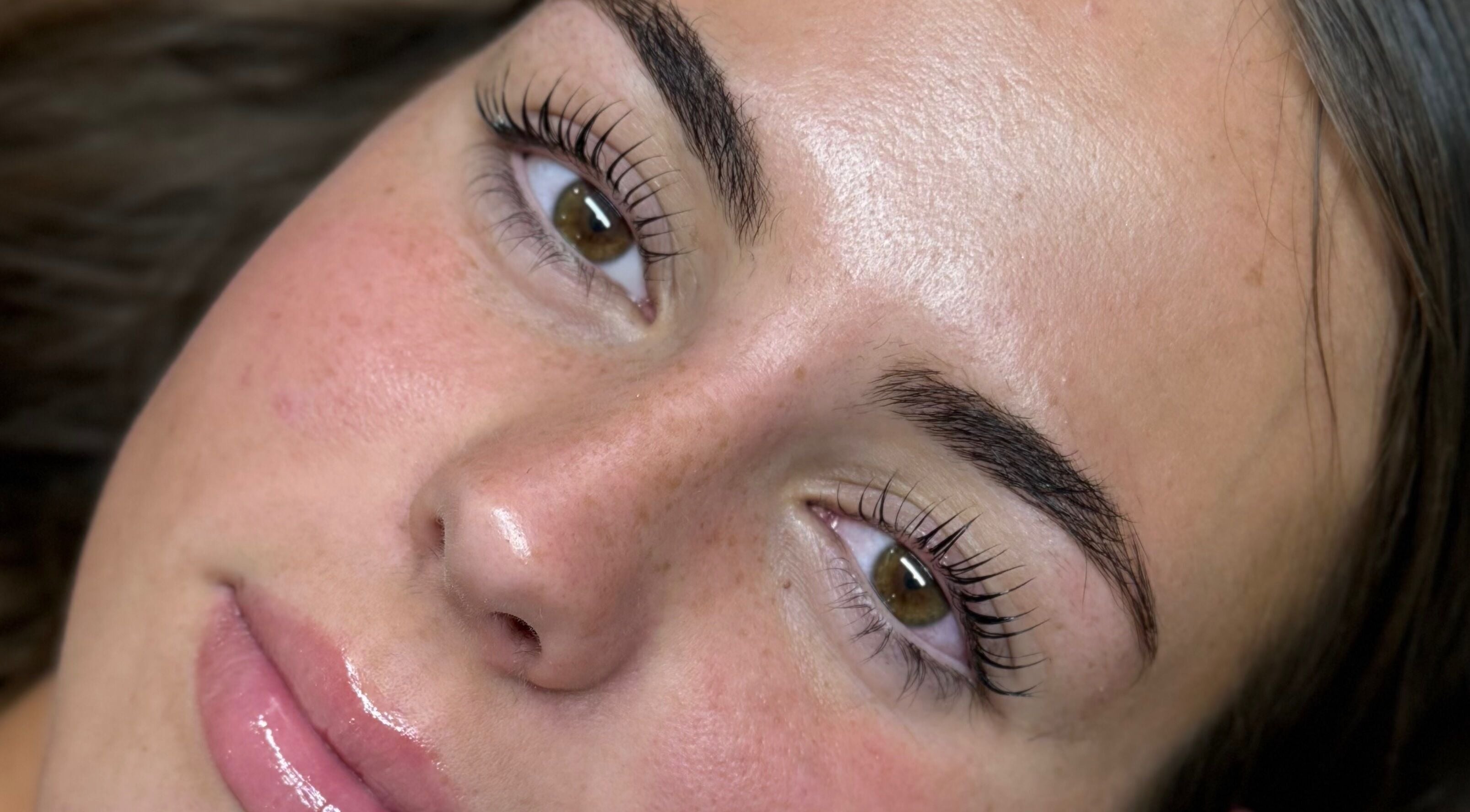 Close-up of radiant lashes and skin at Studio Bloom Beauty, Cattai, New South Wales, AU.