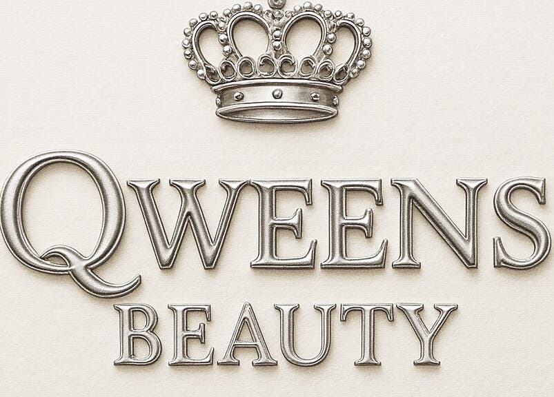 Elegant Qweens Beauty sign with silver crown in Boston, England, GB, symbolizing luxury and style.