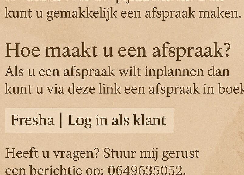 Hoe maakt u een afspraak bij Rebalance & Nirvana massagepraktijk in Landgraaf, Limburg, NL.