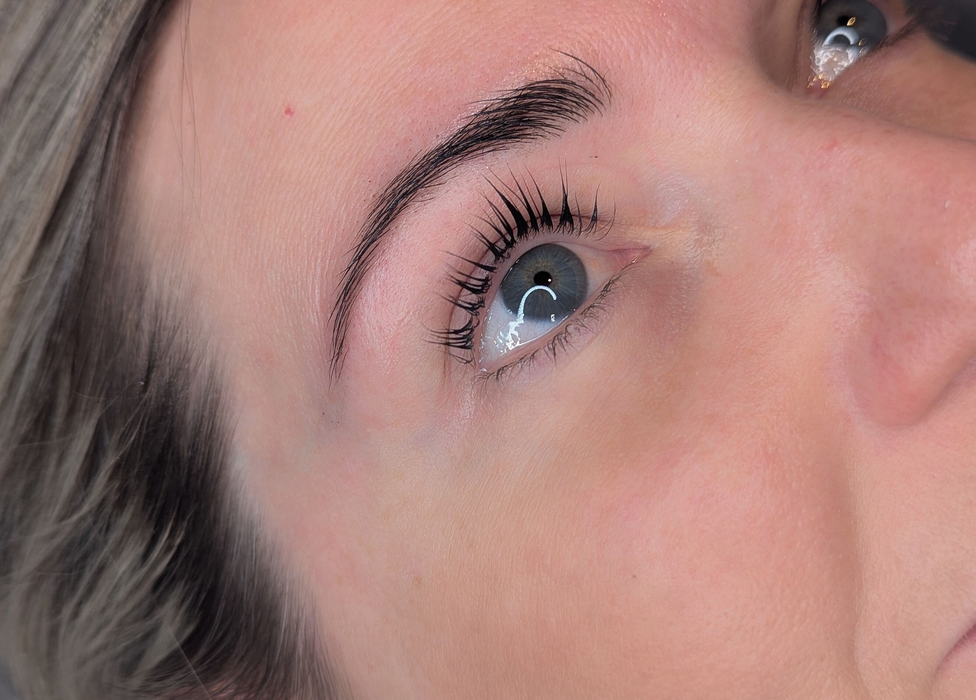 Close-up of styled eyelashes at Brows by Bettina, Tadley, England, GB.