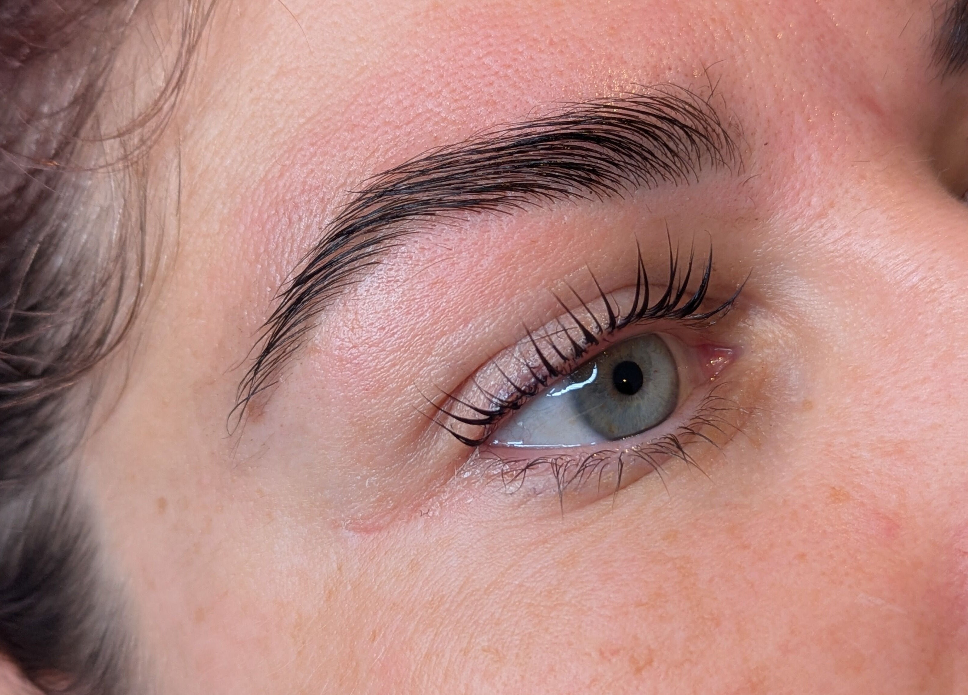 Close-up of expertly shaped eyebrow at Brows by Bettina, Tadley, England, GB showcasing precise detailing.