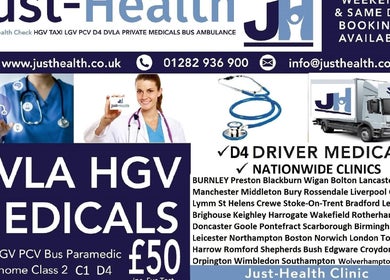 Just Health Harrow Driver Medical Clinic HA3 7BB offers DVLA HGV medicals in London, England, GB for £50.