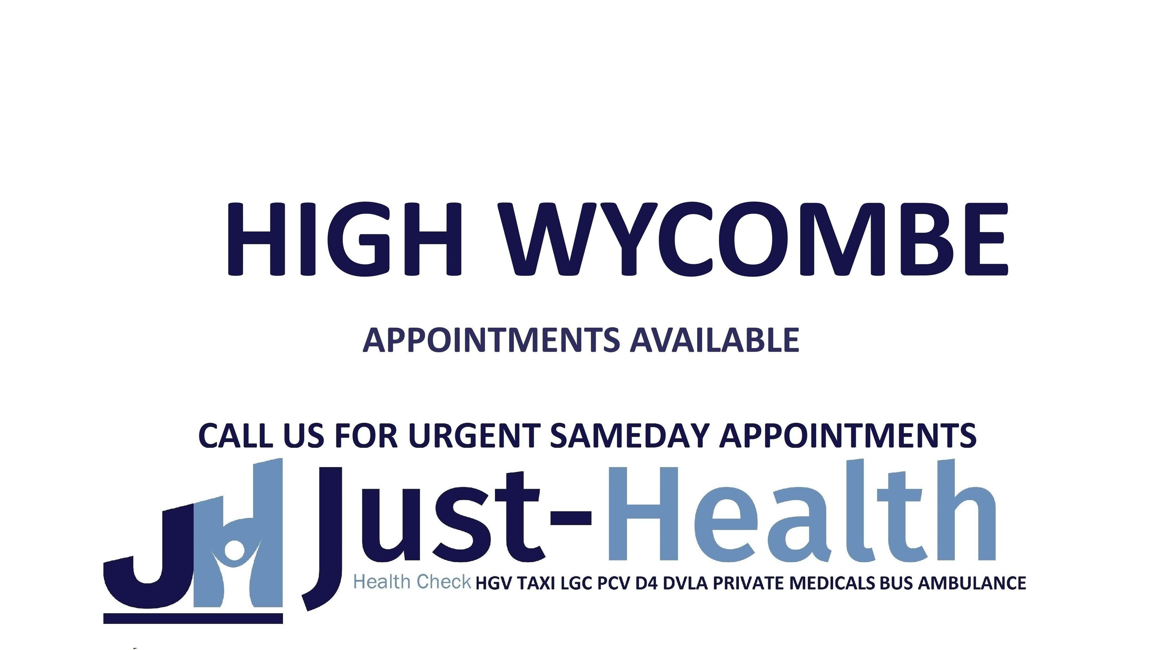 Appointments available at Just Health High Wycombe Driver Medical Clinic HP12 4PZ, High Wycombe, England, GB