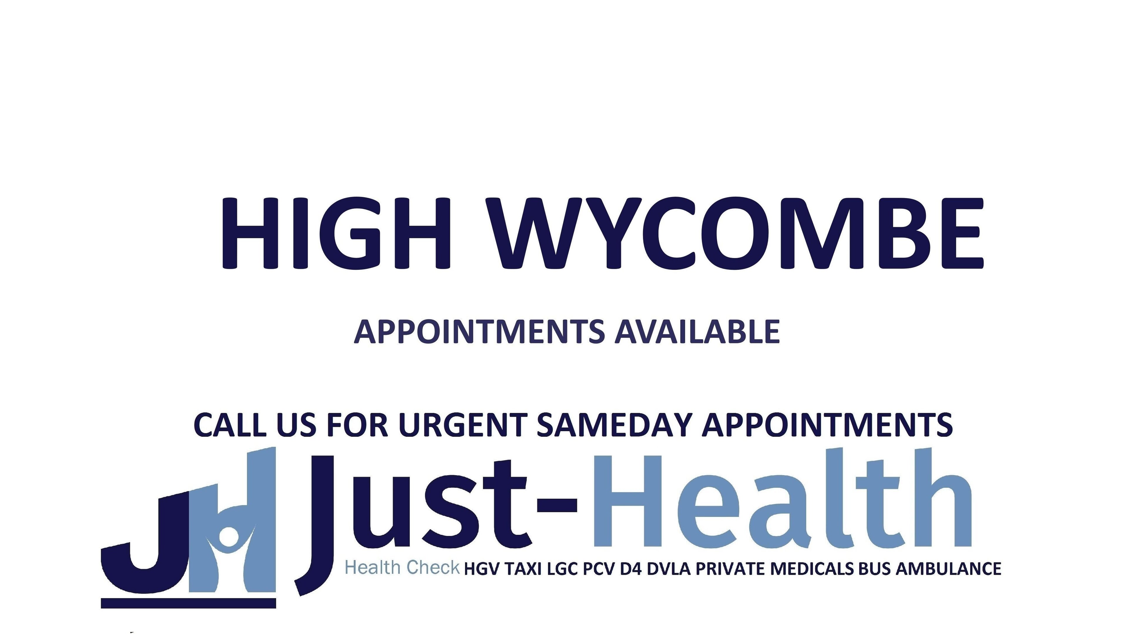 Appointments available at Just Health High Wycombe Driver Medical Clinic HP12 4PZ, High Wycombe, England, GB