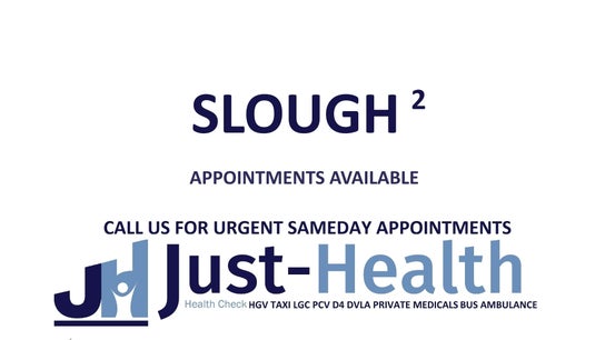 Just Health Slough Driver Medical Clinic SL1 4JA offers same-day appointments in Slough, England, GB.